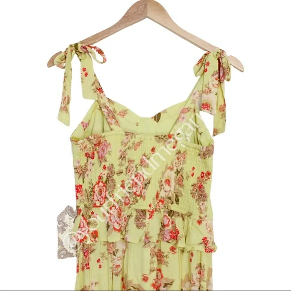 BOG Collective Chartreuse Ladies of the Canyon Midi Dress - Picture 6 of 12